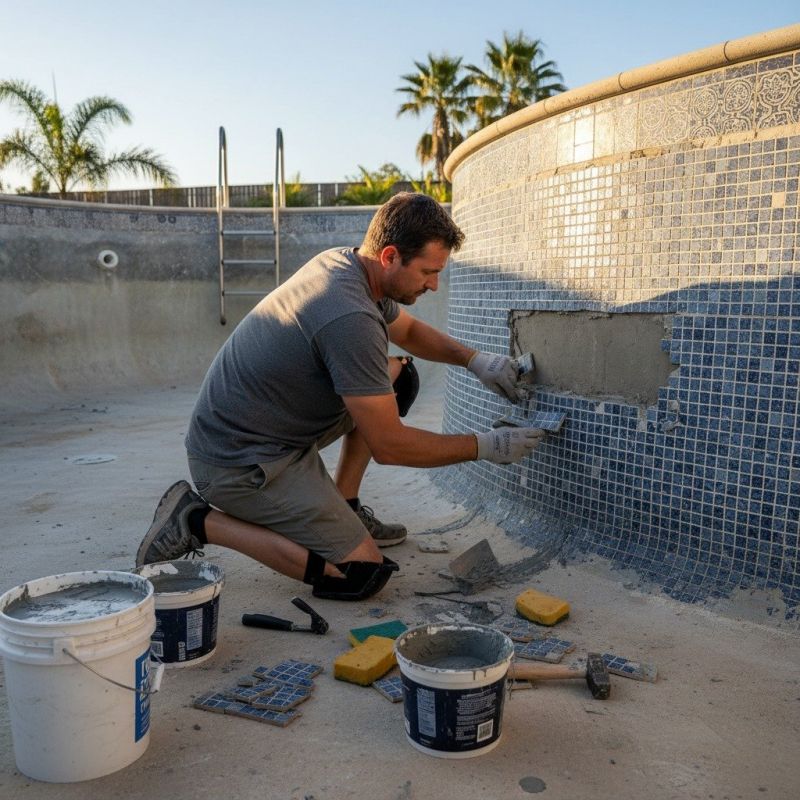 Local Pool Tile Grout Repair pros at work